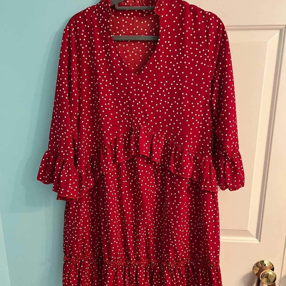 Amazon| Red Polkadot Dress Size XL - Picture 2 of 5